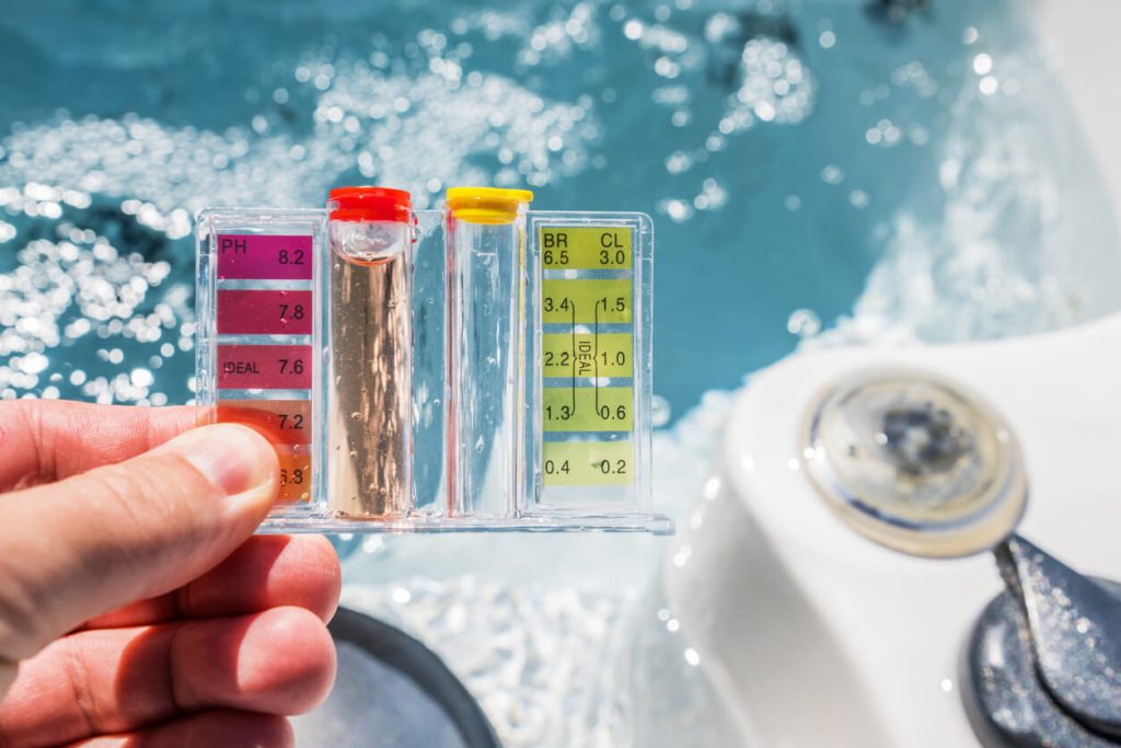 A pool pH reader being measured
