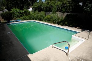 Green backyard pool