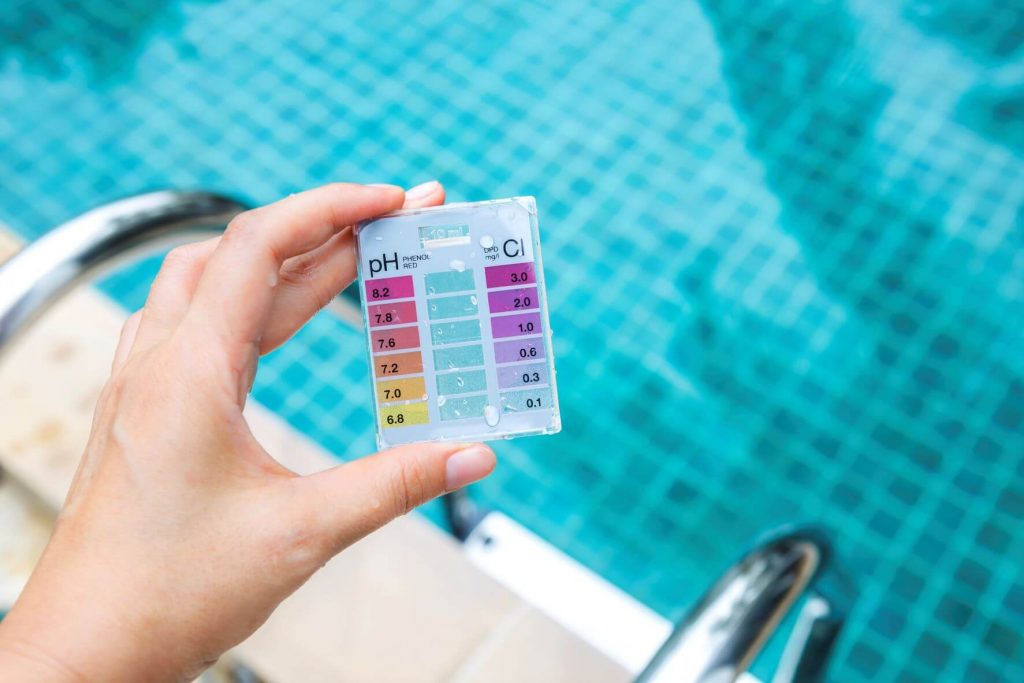 A pool pH reader being measured